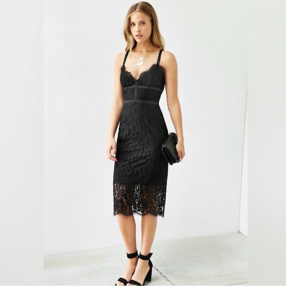 Keepsake the Label Interlude Lace Midi Black Bodycon Dress